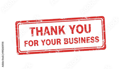 A red rubber stamp with the words thank you for your business