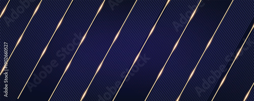 Luxury dark blue background with elegant gold lines in 3d paper cut style, vector illustration.vector Eps10