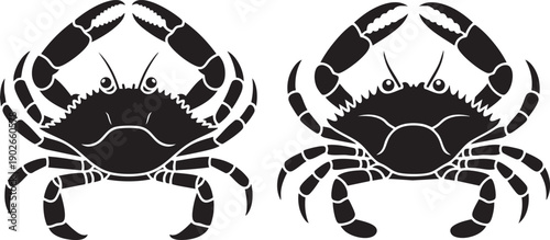 crab silhouettes set in bold black vector illustration style