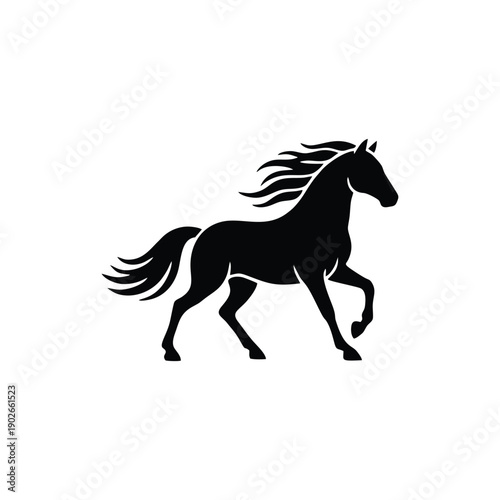 Running Horse Silhouette Logo – Equestrian Stallion Mustang and Wild Spirit Icon