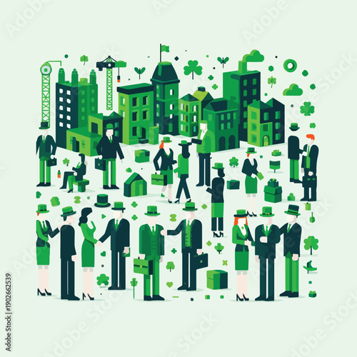 st patricks cultural day northern ireland flat construction vector illustration