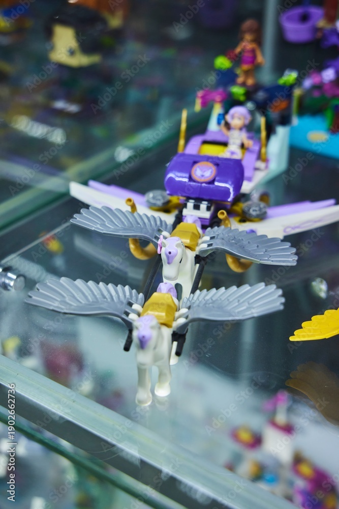 Naklejka premium Moscow, Russia. - June 23, 2025: Lego construction kit, old models. Collection of the famous toy series