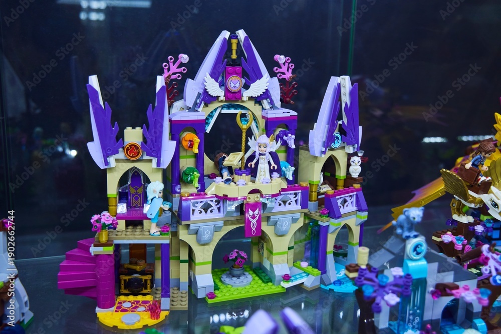 Naklejka premium Moscow, Russia. - June 23, 2025: Lego construction kit, old models. Collection of the famous toy series