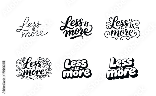 Harmonious Lettering Variations. Less is more. Set lettering. harmonious lettering variations of the same emblematic concept, each with different artistic