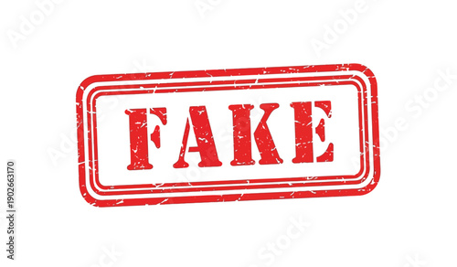 Red fake stamp on with distressed texture and rectangular shape