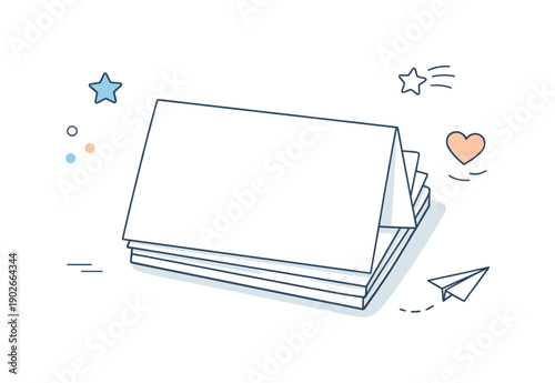 Greeting cards blank. A clean stack of blank greeting cards with soft shadows and plenty of white space, centered in an airy composition. The