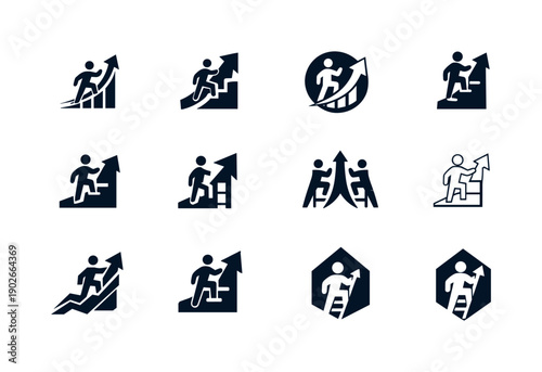 Career Logo Set. Job hunting for recent graduates and entry-level positions. Icon set. Set Logo of job hunting for recent graduates and entry-level positions: