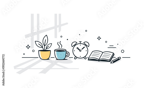 Soft sunlight shadows. A calm interior scene with long soft shadows cast by a window frame on a clean surface, evoking quiet daylight and