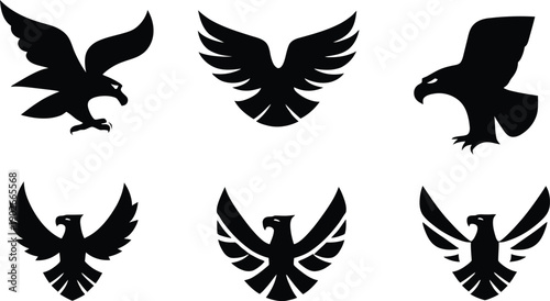 Set of phoenix logo icon minimal vector art illustration on a white background.
