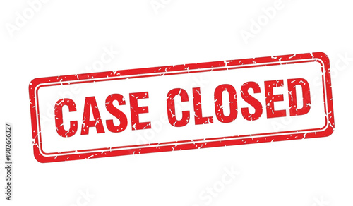 A red rubber stamp with the words case closed