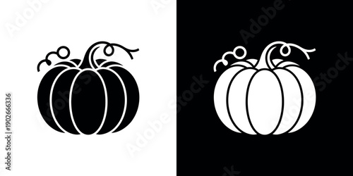 Black and white pumpkin with vine and leaves