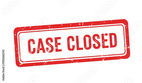 Red case closed stamp on with distressed texture