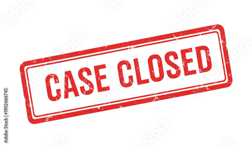 Red rubber stamp with case closed text