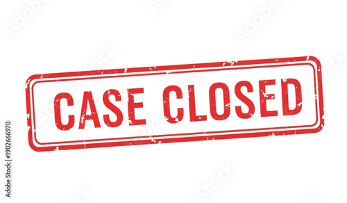 A red rubber stamp with the words case closed