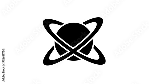 Abstract graphic design element spherical shape with interlocking orbits