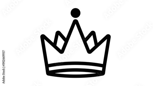 Minimalist crown icon royalty symbol isolated on white background