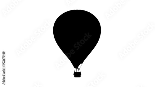 Black hot air balloon silhouette isolated on white background concept