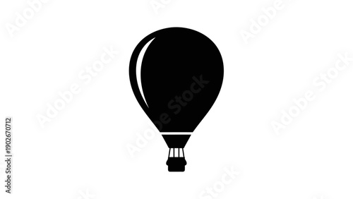 Black hot air balloon silhouette isolated on white background for design