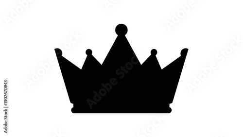 Black crown silhouette isolated on white background royalty concept