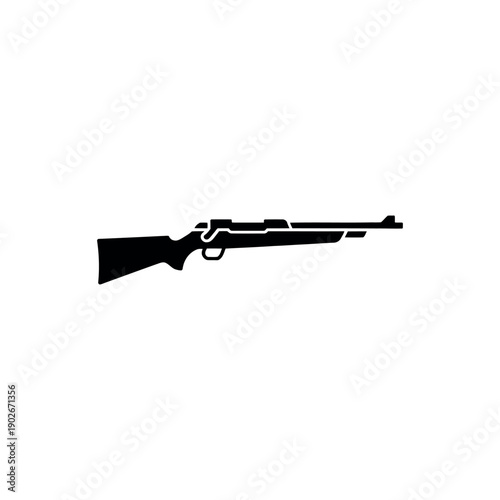 Black and white rifle with scope and wooden