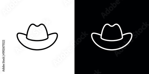 Minimalist White and Black Cowboy Hat on Split Background