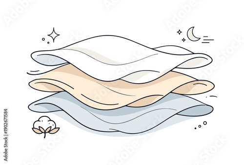 Abstract cotton folds. Wavy overlapping layers representing natural fabric, giving a soft tactile impression. Clean and modern editorial