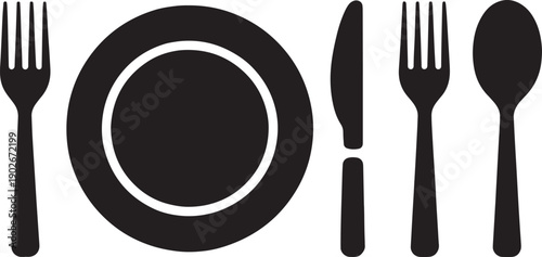 Black plate fork knife spoon