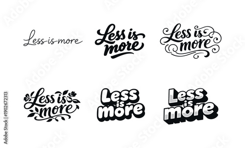 Harmonious Lettering Variations. Less is more. Set lettering. harmonious lettering variations of the same emblematic concept, each with different artistic