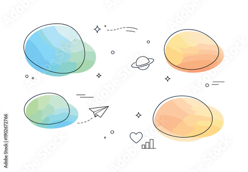 Abstract minimal gradient. Floating gradient blobs with smooth transitions and soft edges. Playful yet calm background concept with modern