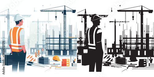 vector and silhouette of a project contractor