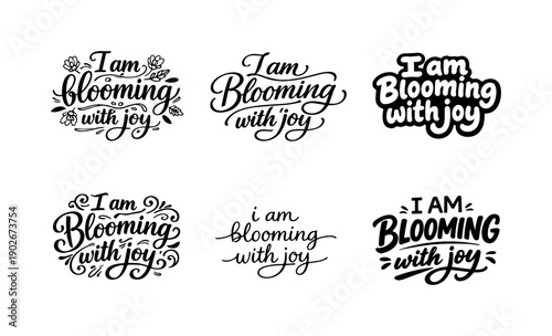 Soft spring affirmations. Set lettering. harmonious lettering variations of the same emblematic concept, each with different artistic