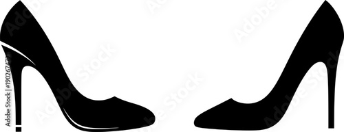 High Heel Shoes Silhouette Vector, Black High Heel Shoes Pair Silhouette Vector Icon Isolated on White Background