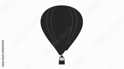 Black hot air balloon silhouette vector on white background