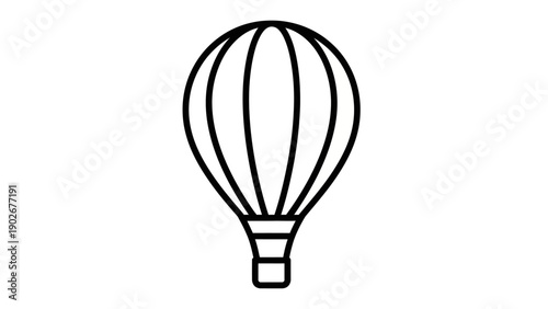 Black and white hot air balloon illustration against a white background