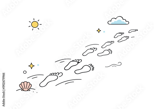 Sand texture background with footprints. Gentle footprints crossing a clean sand surface, adding a human touch and sense of movement. The