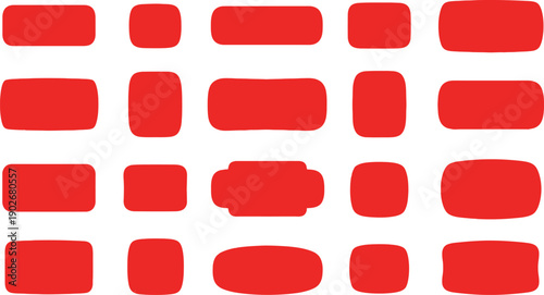 Collection of red rounded rectangles and squares on white background pattern geometric