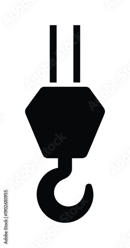 Black vector hook symbol with two lines and hexagonal shape