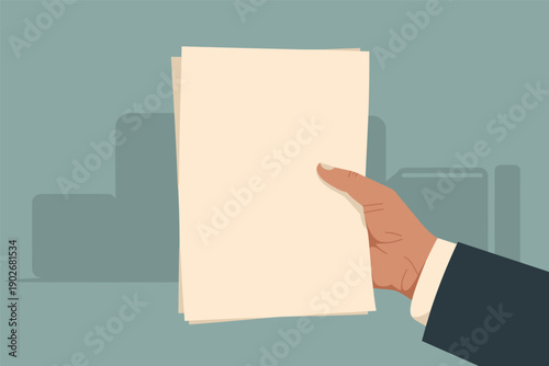 Professional Hand Holding Stack of Blank Documents, paperwork management concept with copy space