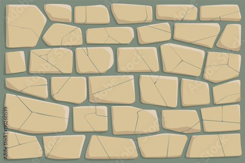 Irregular Stone Wall Texture with Cracks, rough texture background concept
