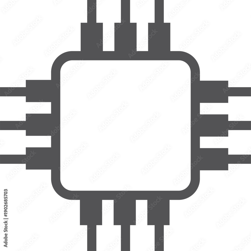 Obraz premium Chip hardware black icon. Computer cpu symbol