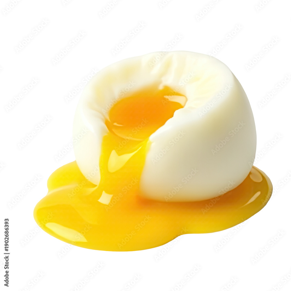 Fototapeta premium A cracked egg sits on top of its yolk, depicting a scene of brokenness and vulnerability