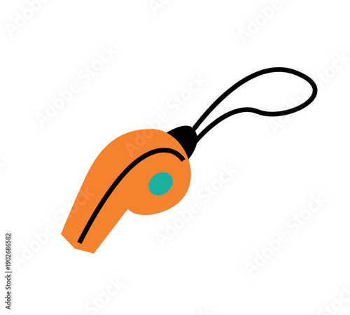 Sports whistle illustration on white background. Referee signal whistle icon. Football match and game control equipment concept