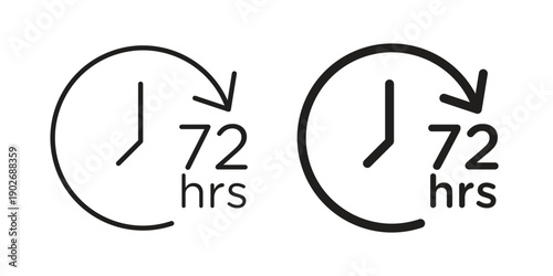 72 hours icon in black solid style. linear symbol.