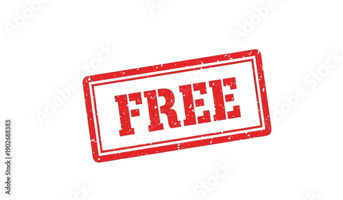 Red free stamp on for marking documents or products as complimentary or no cost