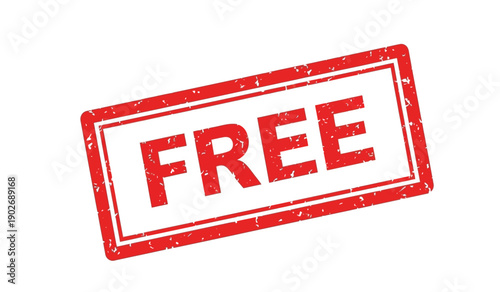 A red stamp with the word free on a for indicating something is complimentary or no cost