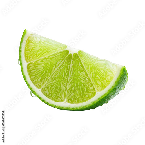 Fresh lime wedge slice isolated on transparent background