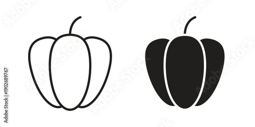 Bell pepper icon in black solid style. linear symbol.