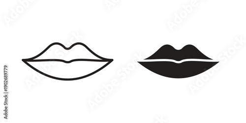 Big lips icon in black solid style. linear symbol.
