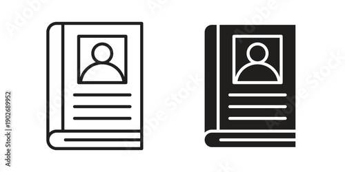 Biography icon in black solid style. linear symbol.