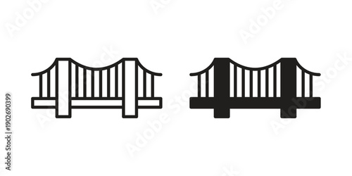 Bridge icon in black solid style. linear symbol.